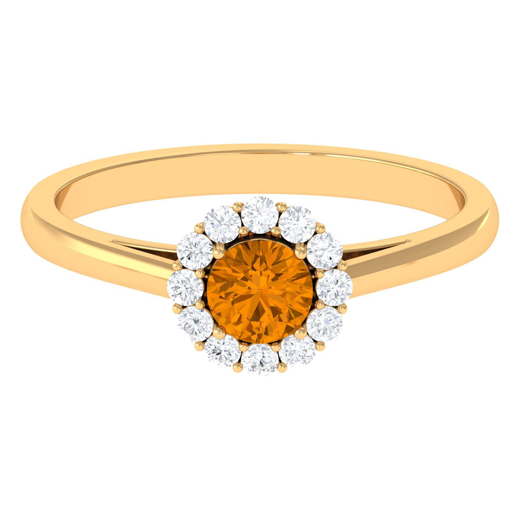 1 CT Citrine and Diamond Floating Halo Engagement Ring Citrine - ( AAA ) - Quality - Rosec Jewels