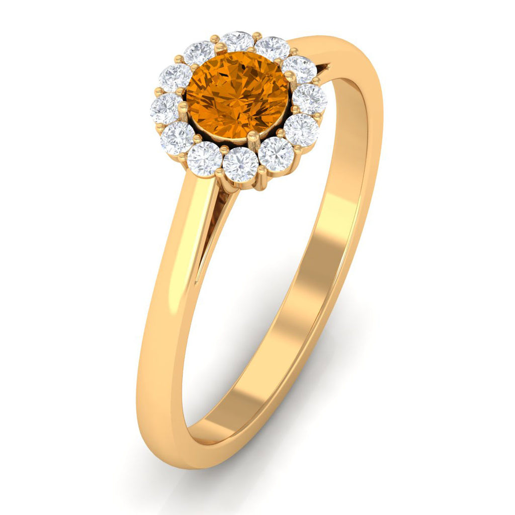 1 CT Citrine and Diamond Floating Halo Engagement Ring Citrine - ( AAA ) - Quality - Rosec Jewels