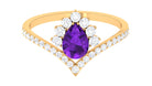 Pear Amethyst and Diamond Designer Ring Amethyst - ( AAA ) - Quality - Rosec Jewels