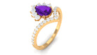 Pear Amethyst and Diamond Designer Ring Amethyst - ( AAA ) - Quality - Rosec Jewels