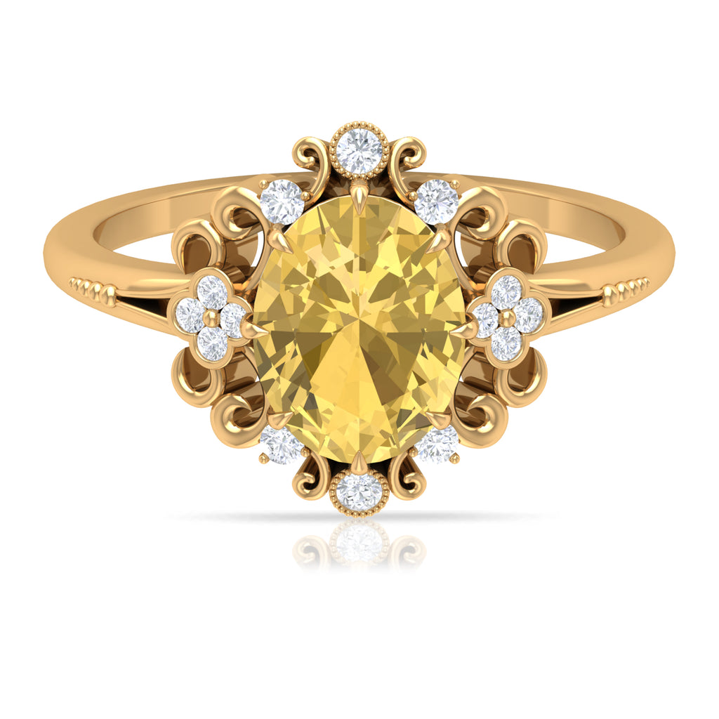 2 CT Nature Inspired Citrine and Diamond Engagement Ring Citrine - ( AAA ) - Quality - Rosec Jewels