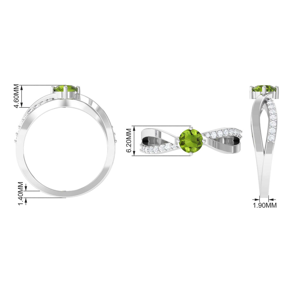 1/2 CT Peridot Solitaire and Diamond Infinity Ring Peridot - ( AAA ) - Quality - Rosec Jewels