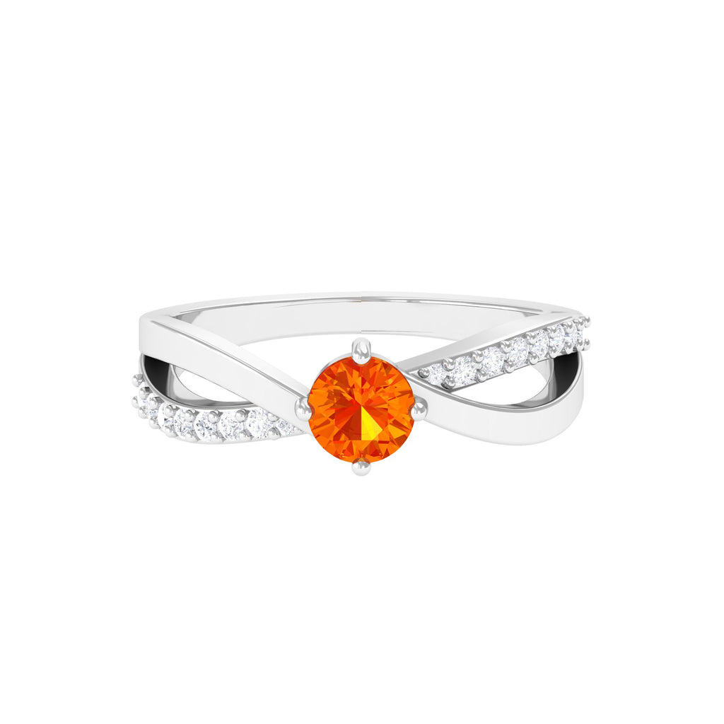 0.50 CT Orange Sapphire Solitaire and Diamond Infinity Ring Orange Sapphire - ( AAA ) - Quality - Rosec Jewels