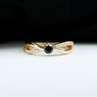 3/4 CT Black Diamond Solitaire and Diamond Gold Infinity Ring Black Diamond - ( AAA ) - Quality - Rosec Jewels