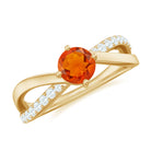 1/2 CT Fire Opal Solitaire and Diamond Infinity Ring Fire Opal - ( AAA ) - Quality - Rosec Jewels