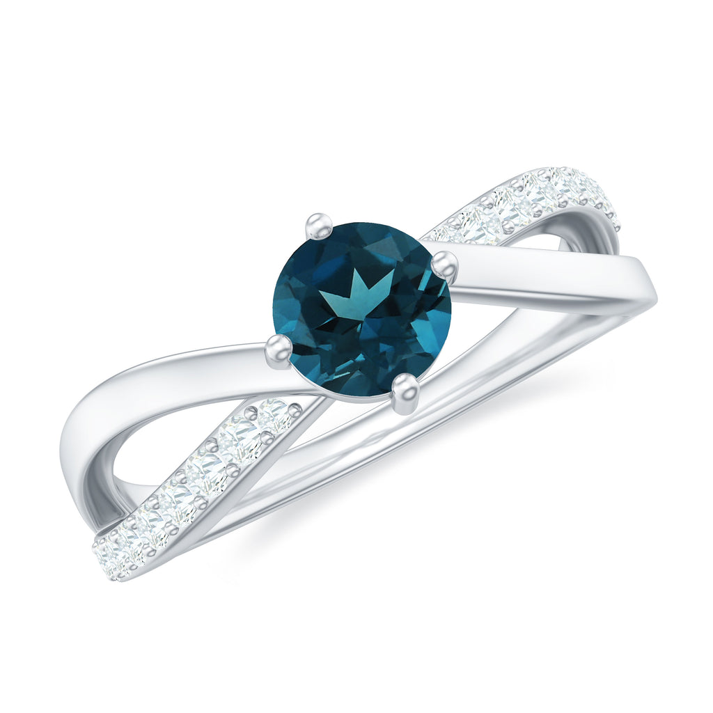 3/4 CT London Blue Topaz Solitaire and Diamond Infinity Ring London Blue Topaz - ( AAA ) - Quality - Rosec Jewels
