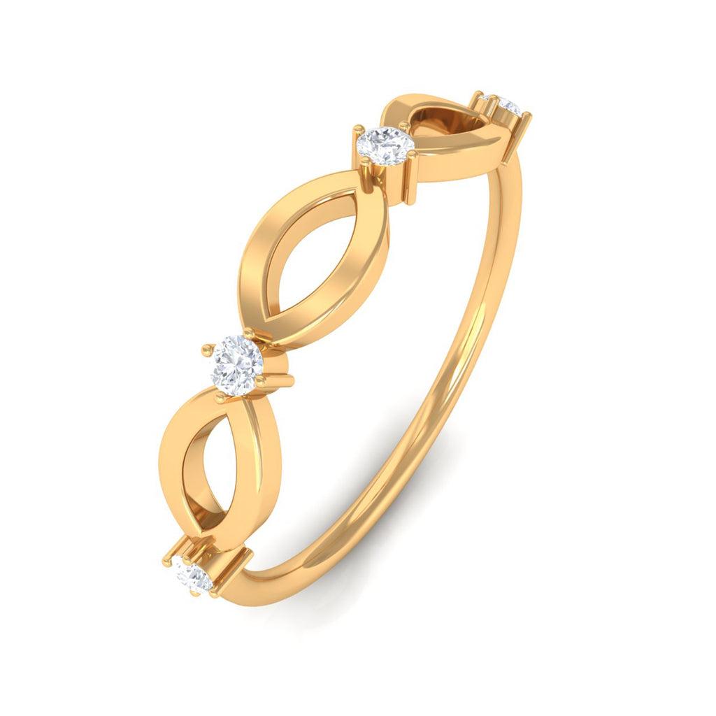 Certified Moissanite Minimal Infinity Promise Ring in Gold Moissanite - ( D-VS1 ) - Color and Clarity - Rosec Jewels