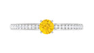 Round Yellow Sapphire and Diamond Engagement Ring Yellow Sapphire - ( AAA ) - Quality - Rosec Jewels