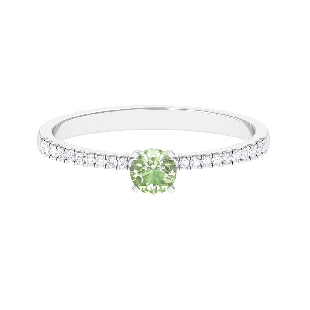 Green Sapphire Solitaire Engagement Ring with Diamond Side Stones Green Sapphire - ( AAA ) - Quality - Rosec Jewels