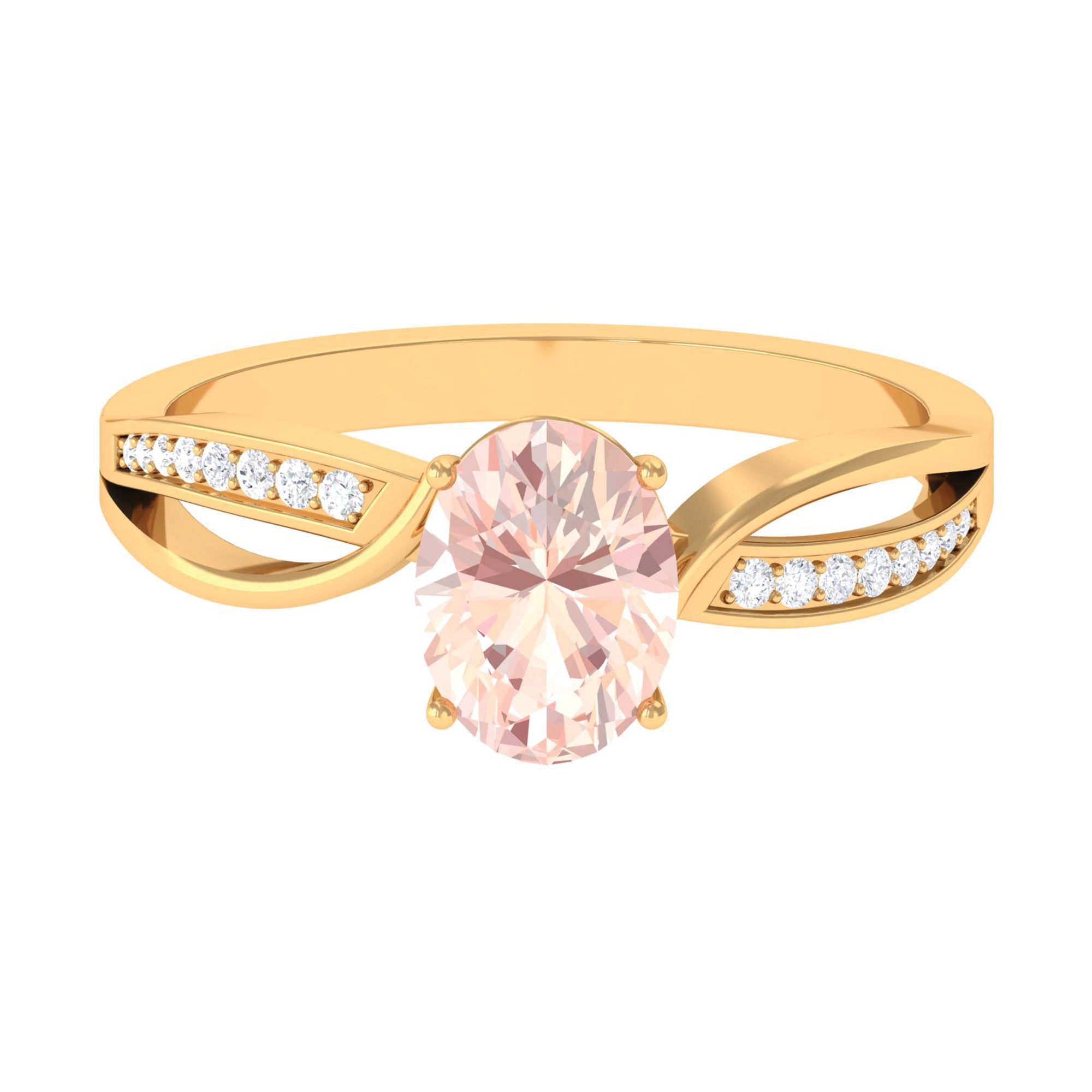 1.25 CT Infinity Shank Morganite Engagement Ring with Diamond Morganite - ( AAA ) - Quality - Rosec Jewels