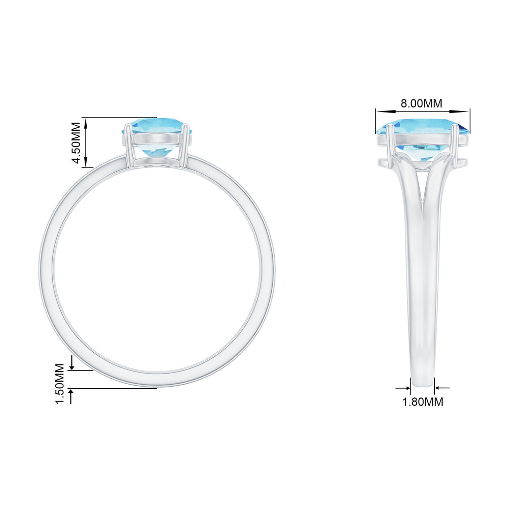 Oval Aquamarine Solitaire Engagement Ring in Split Shank Aquamarine - ( AAA ) - Quality - Rosec Jewels