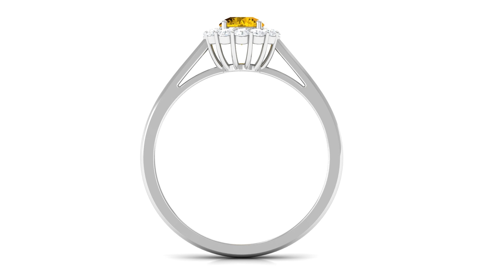 1 CT Natural Yellow Sapphire Engagement Ring with Diamond Yellow Sapphire - ( AAA ) - Quality - Rosec Jewels