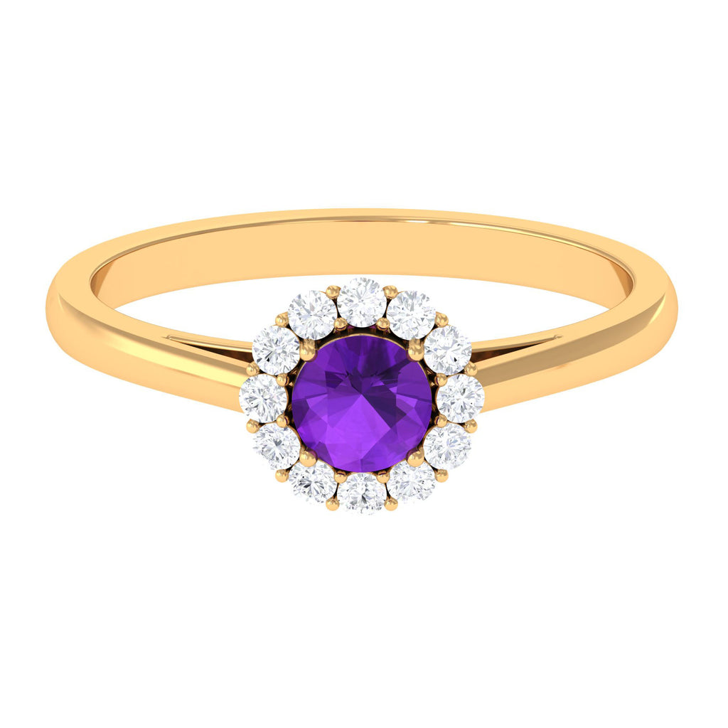 1 CT Amethyst and Diamond Floating Halo Engagement Ring Amethyst - ( AAA ) - Quality - Rosec Jewels