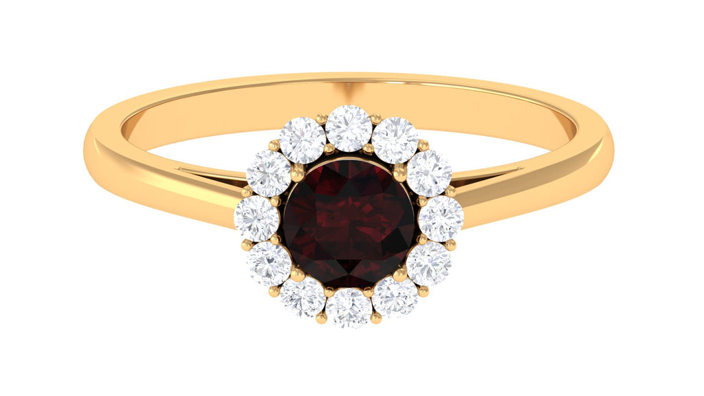 1 CT Garnet and Diamond Floating Halo Engagement Ring Garnet - ( AAA ) - Quality - Rosec Jewels