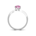 Pink Tourmaline Solitaire Bypass Ring with Diamond Pink Tourmaline - ( AAA ) - Quality - Rosec Jewels