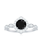 Vintage Style Black Diamond Engagement Ring with Moissanite Black Diamond - ( AAA ) - Quality - Rosec Jewels