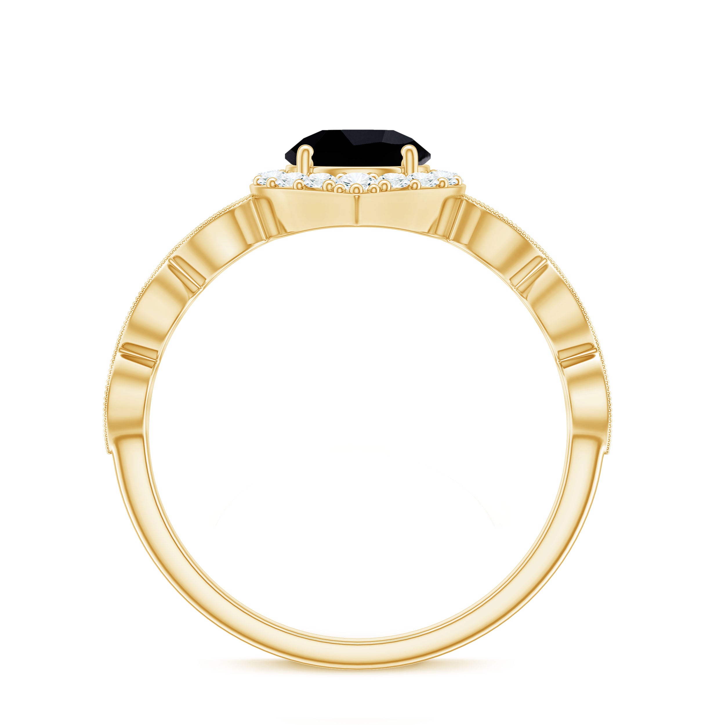 Vintage Style Black Diamond Engagement Ring with Moissanite Black Diamond - ( AAA ) - Quality - Rosec Jewels