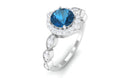 Vintage Style London Blue Topaz Engagement Ring with Diamond London Blue Topaz - ( AAA ) - Quality - Rosec Jewels