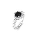 1.75 CT Vintage Black Onyx Engagement Ring with Moissanite Accent Black Onyx - ( AAA ) - Quality - Rosec Jewels
