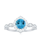 1.75 CT Vintage Swiss Blue Topaz Engagement Ring with Moissanite Accent Swiss Blue Topaz - ( AAA ) - Quality - Rosec Jewels