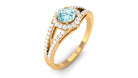 1 CT Aquamarine and Diamond Split Shank Engagement Ring Aquamarine - ( AAA ) - Quality - Rosec Jewels