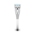 1 CT Split Shank Blue Aquamarine and Diamond Engagement Ring Aquamarine - ( AAA ) - Quality - Rosec Jewels