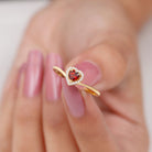 Herat Shape Garnet Promise Ring with Diamond Garnet - ( AAA ) - Quality - Rosec Jewels