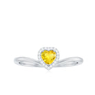 Heart Shape Yellow Sapphire and Diamond Halo Promise Ring Yellow Sapphire - ( AAA ) - Quality - Rosec Jewels