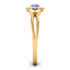 Split Shank Tanzanite Flower Engagement Ring with Diamond Tanzanite - ( AAA ) - Quality - Rosec Jewels