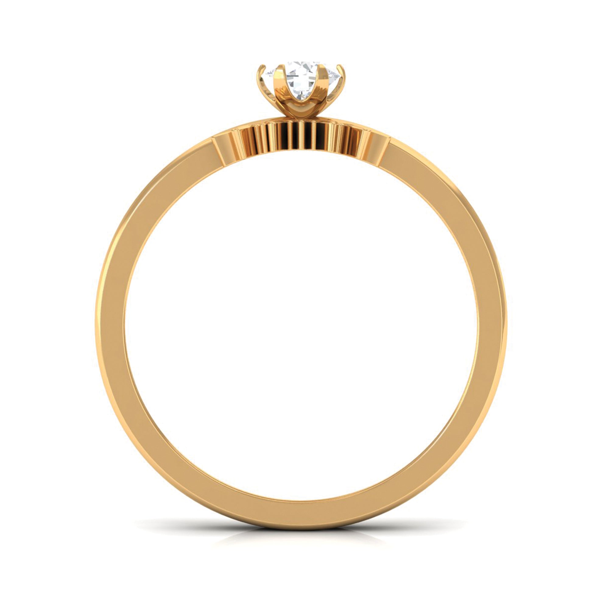 1/4 CT Moissanite Solitaire Gold Sunburst Wedding Ring Set Moissanite - ( D-VS1 ) - Color and Clarity - Rosec Jewels
