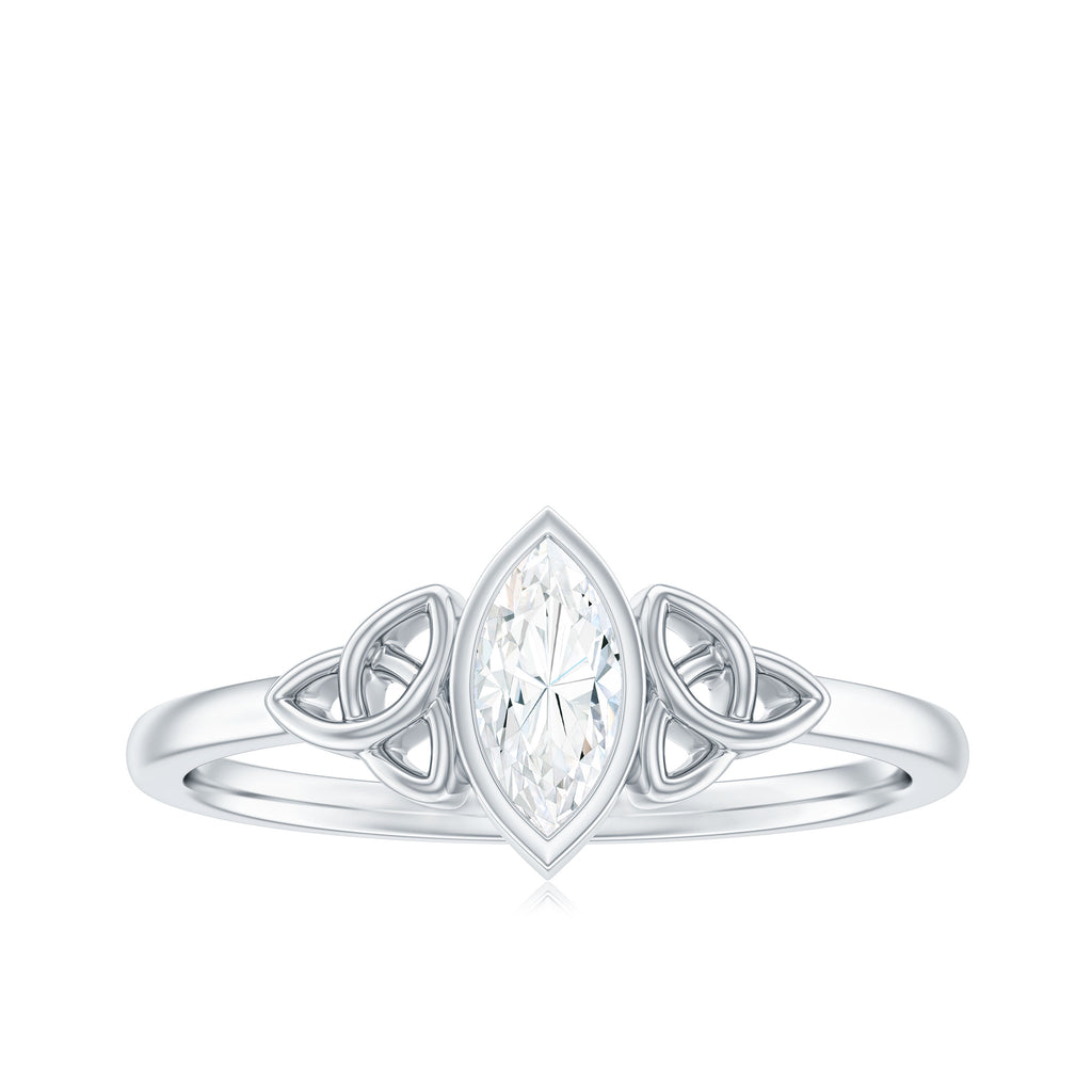 Marquise Cut Solitaire Diamond Celtic Knot Ring in Bezel Setting Diamond - ( HI-SI ) - Color and Clarity - Rosec Jewels