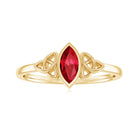 Marquise Cut Created Ruby Solitaire Celtic Knot Ring Lab Created Ruby - ( AAAA ) - Quality - Rosec Jewels