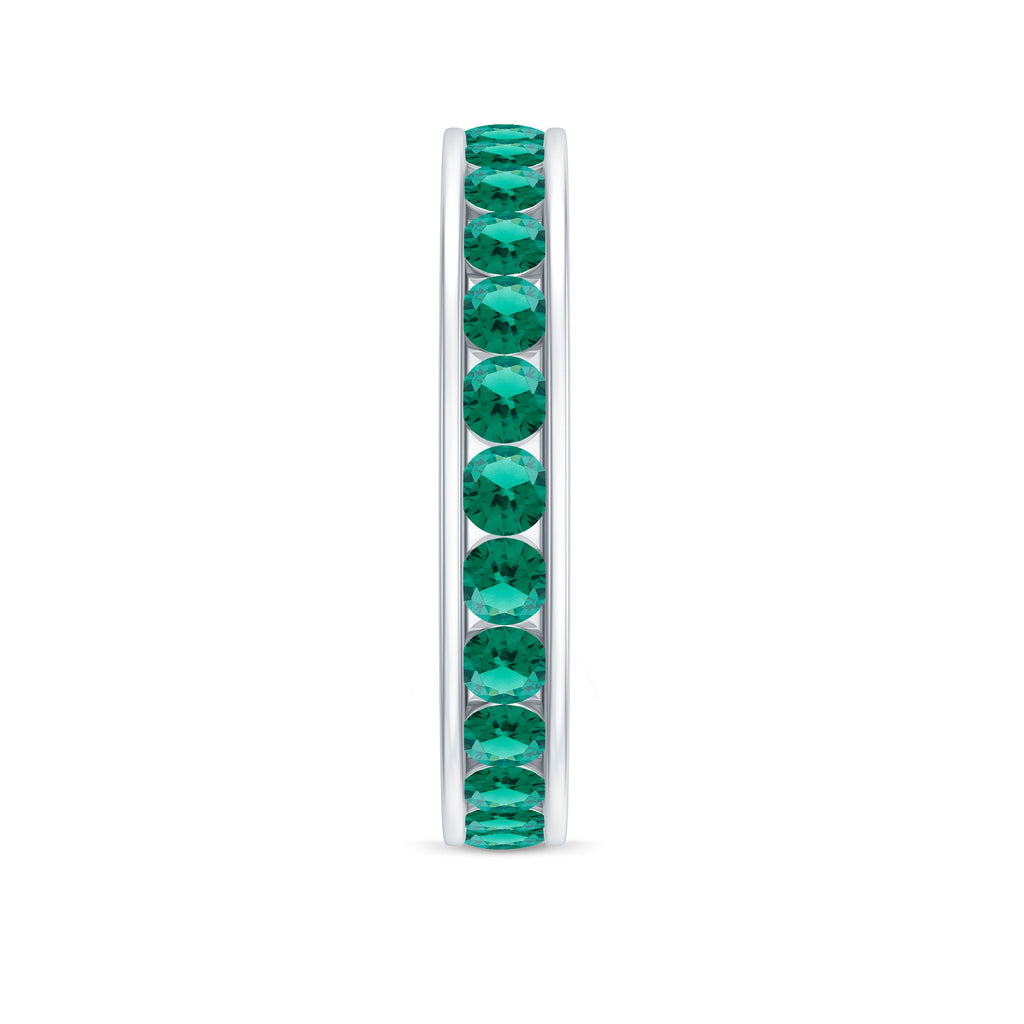 Round Created Emerald Full Eternity Ring in Channel Setting Lab Created Emerald - ( AAAA ) - Quality - Rosec Jewels