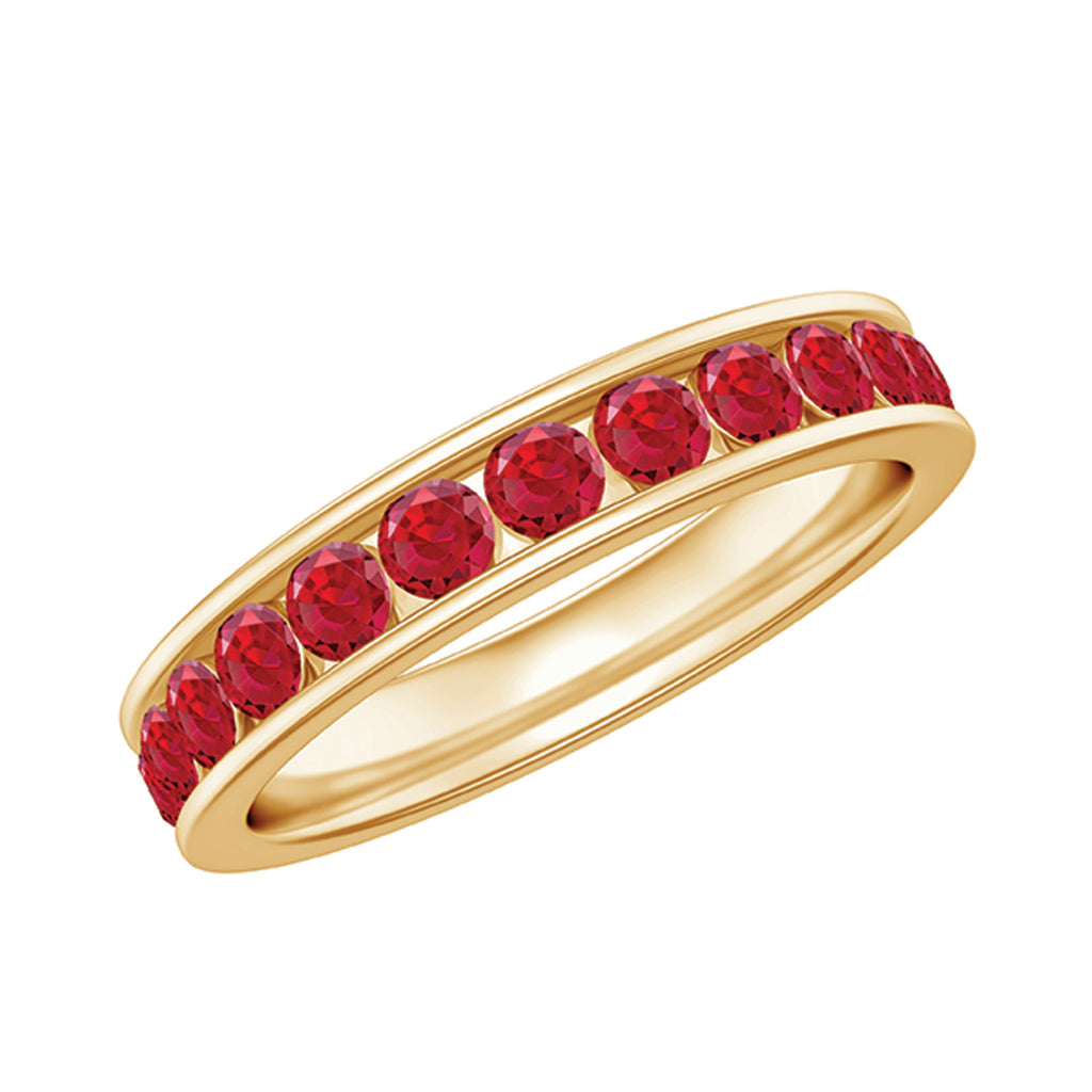 Round Created Ruby Full Eternity Ring in Channel Setting Lab Created Ruby - ( AAAA ) - Quality - Rosec Jewels