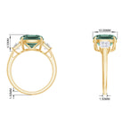 Cushion Cut Created Green Sapphire and Moissanite Engagement Ring Lab Created Green Sapphire - ( AAAA ) - Quality - Rosec Jewels