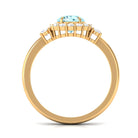Classic Aquamarine Engagement Ring with Diamond Halo Aquamarine - ( AAA ) - Quality - Rosec Jewels