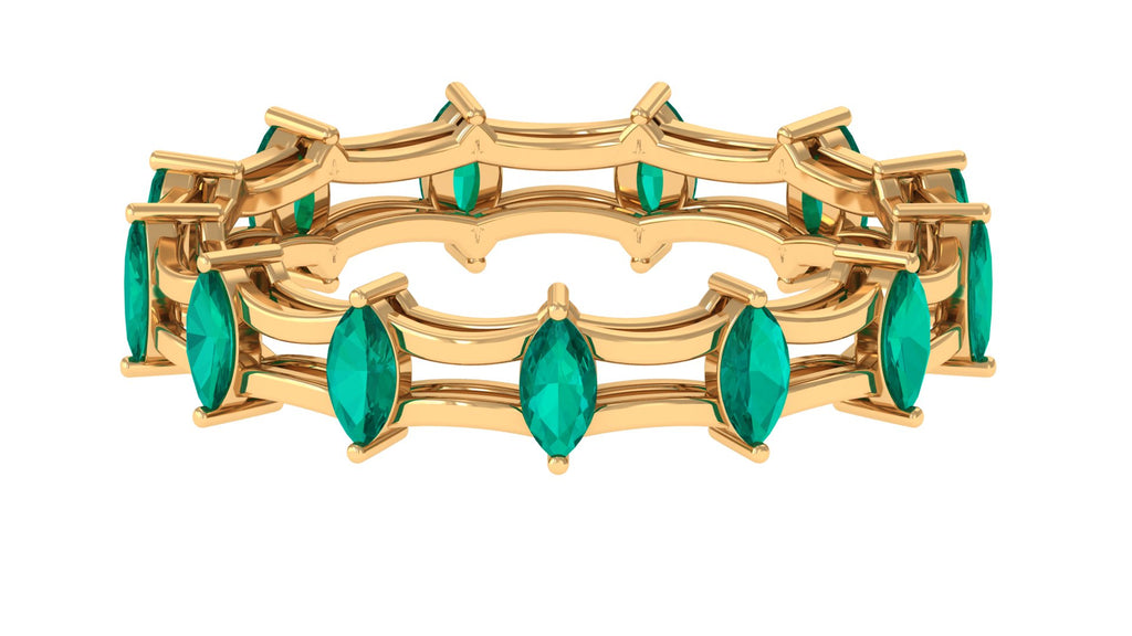Modern Marquise Shape Emerald Full Eternity Band Ring Emerald - ( AAA ) - Quality - Rosec Jewels