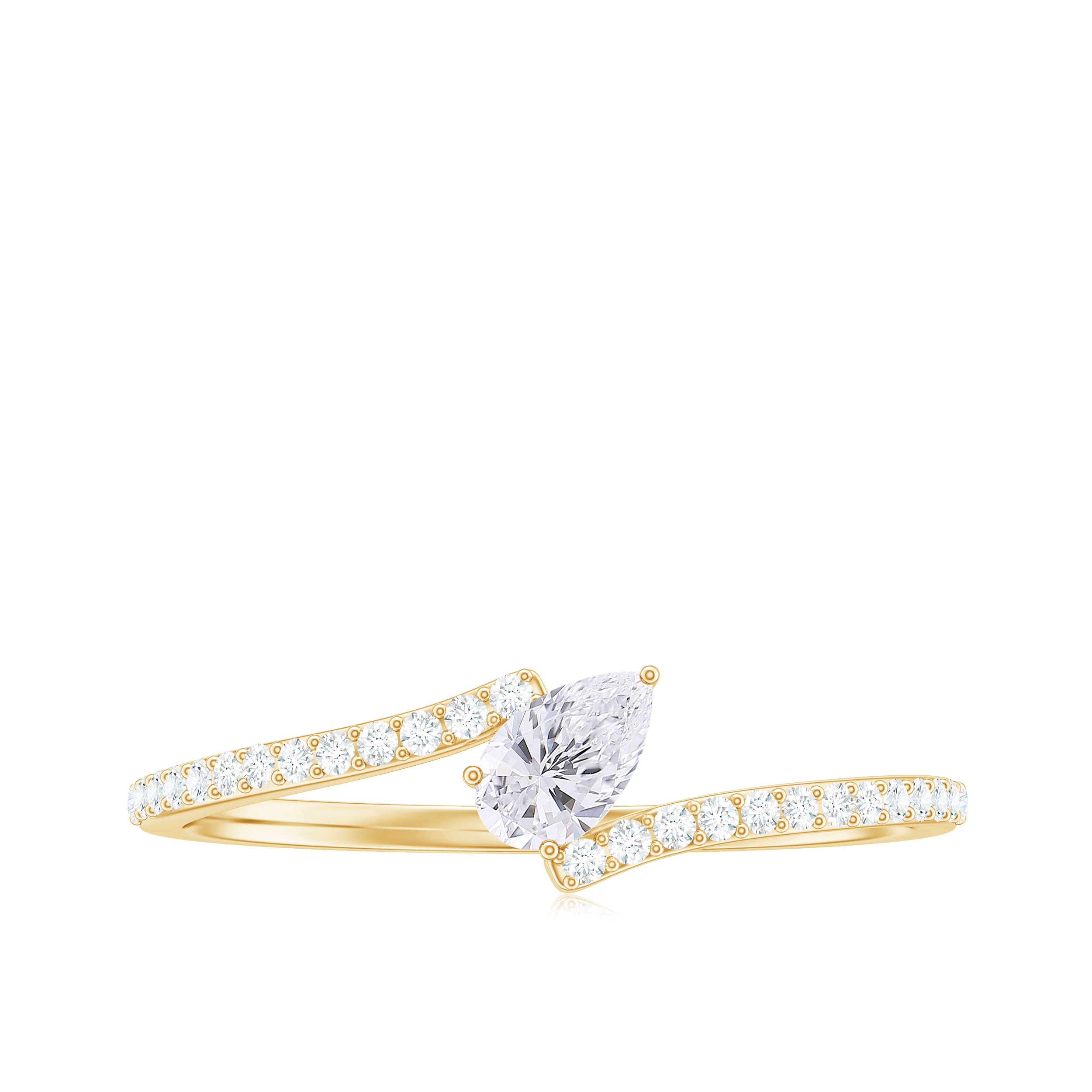 Tilted Pear Shape Diamond Bypass Promise Ring Diamond - ( HI-SI ) - Color and Clarity - Rosec Jewels