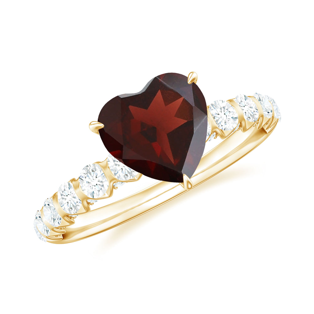4.75 CT Heart Shape Garnet Engagement Ring with Diamond Garnet - ( AAA ) - Quality - Rosec Jewels