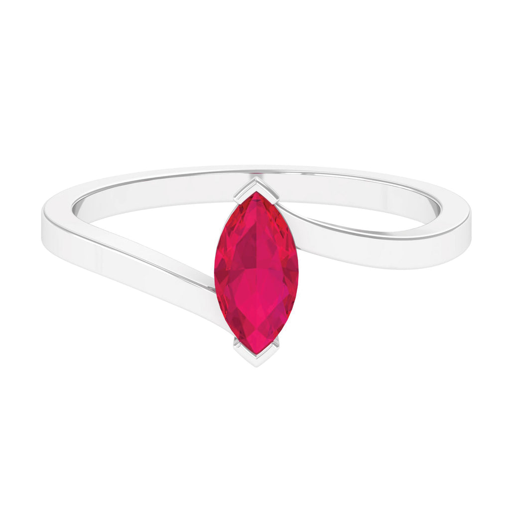 Marquise Cut Ruby Solitaire Ring in Bypass Shank