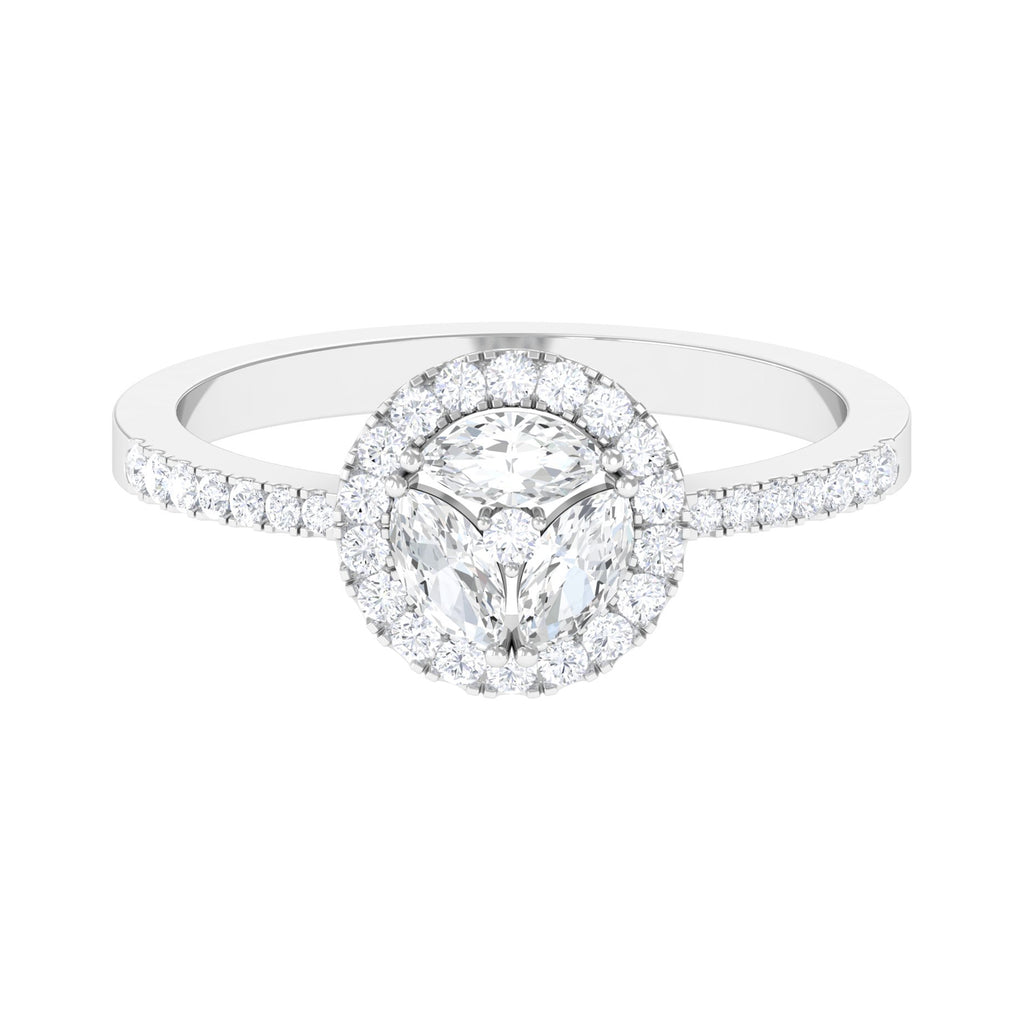 2 CT Round and Marquise Moissanite Cluster Engagement Ring Moissanite - ( D-VS1 ) - Color and Clarity - Rosec Jewels