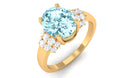2.25 CT Oval Cut Aquamarine Engagement Ring with Moissanite Collar Aquamarine - ( AAA ) - Quality - Rosec Jewels