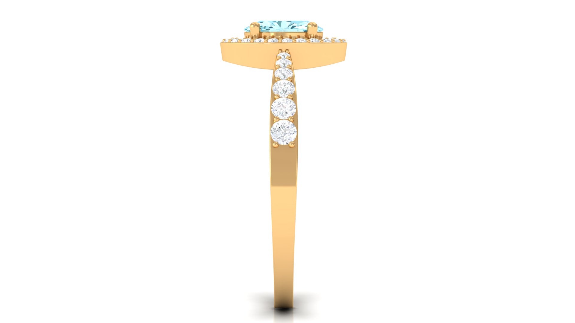 1 CT Aquamarine Engagement Ring with Diamond Halo Aquamarine - ( AAA ) - Quality - Rosec Jewels