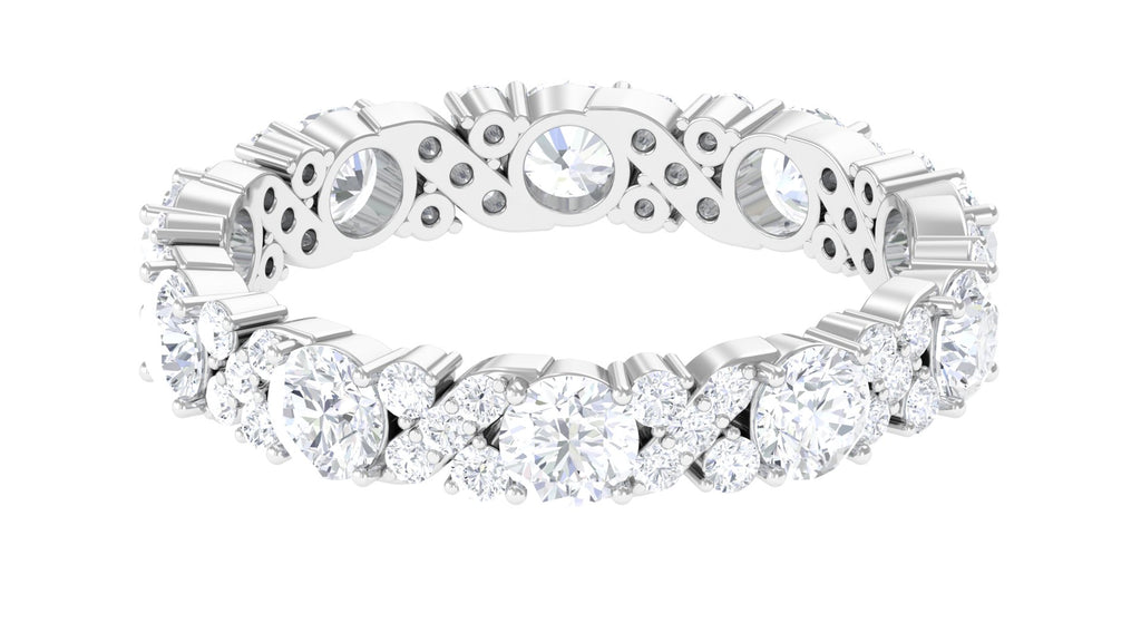 3 CT Round Cut Moissanite Classic Eternity Band Ring Moissanite - ( D-VS1 ) - Color and Clarity - Rosec Jewels