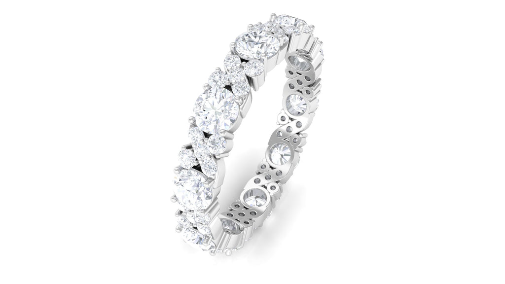 3 CT Round Cut Moissanite Classic Eternity Band Ring Moissanite - ( D-VS1 ) - Color and Clarity - Rosec Jewels