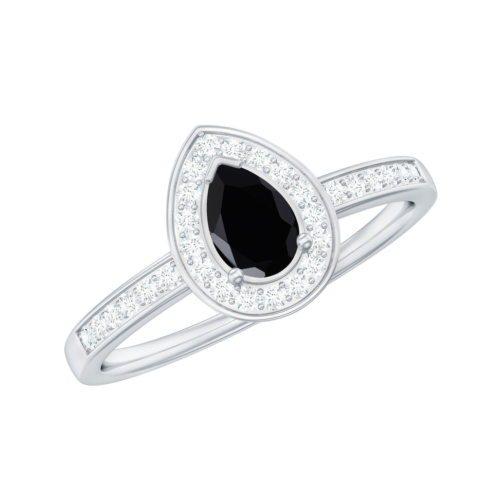 1 CT Classic Black Diamond Engagement Ring with Moissanite Black Diamond - ( AAA ) - Quality - Rosec Jewels