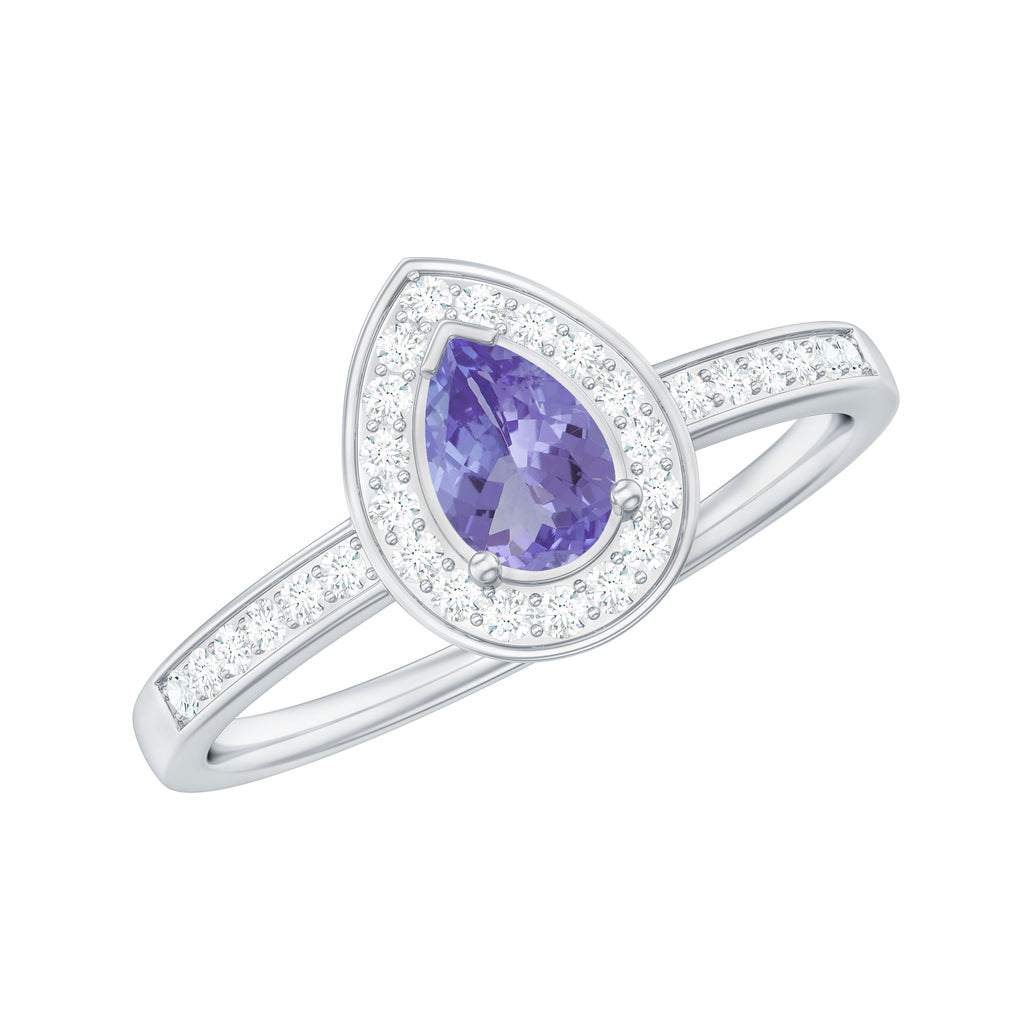 1 CT Classic Tanzanite and Diamond Engagement Ring Tanzanite - ( AAA ) - Quality - Rosec Jewels