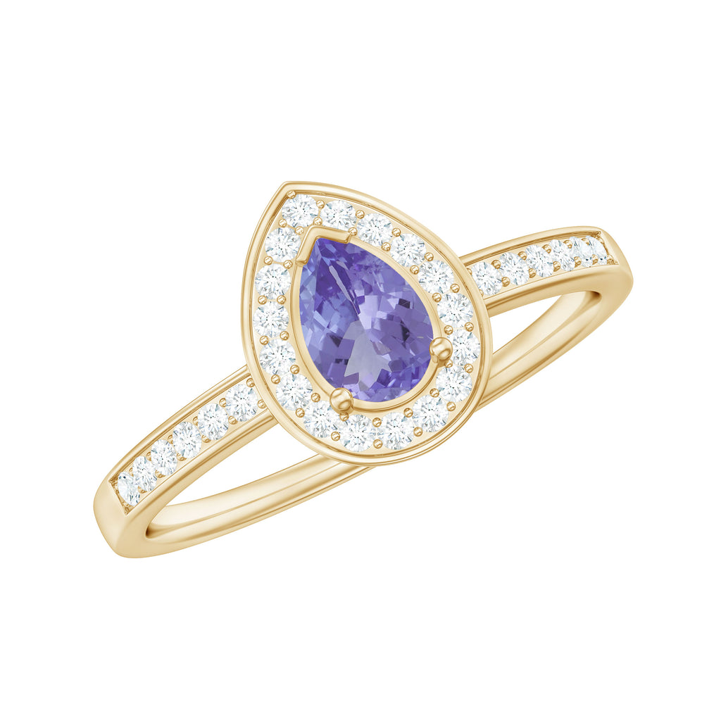1 CT Classic Tanzanite and Diamond Engagement Ring Tanzanite - ( AAA ) - Quality - Rosec Jewels