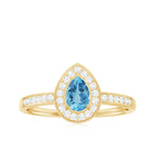Classic Swiss Blue Topaz Engagement Ring with Diamond Halo Swiss Blue Topaz - ( AAA ) - Quality - Rosec Jewels