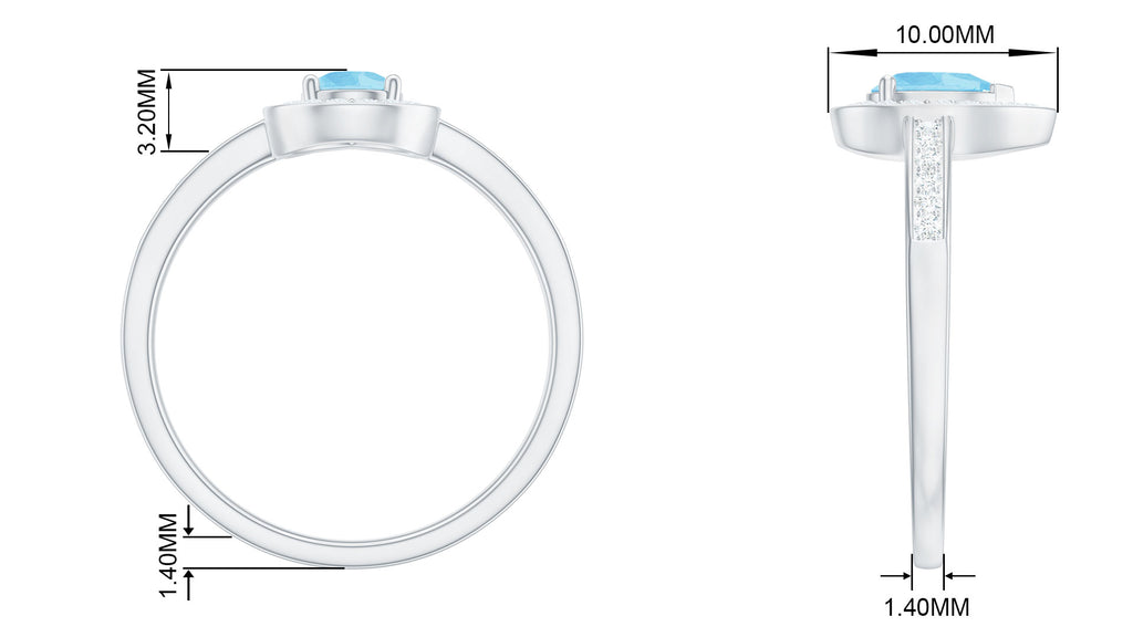 0.75 CT Classic Aquamarine and Diamond Engagement Ring Aquamarine - ( AAA ) - Quality - Rosec Jewels